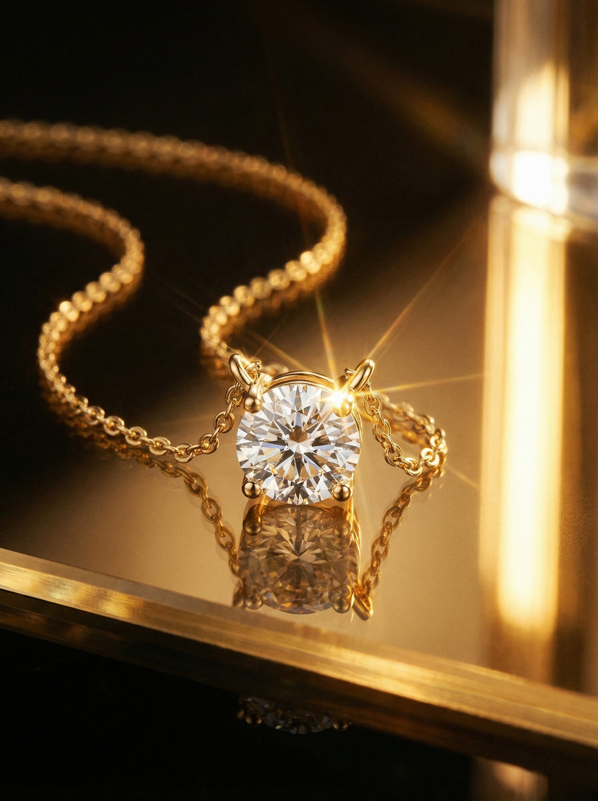 Aurora Solitaire Gold Necklace